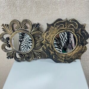 Set of‎ 2 Baroque/ Rococo Style Round Accent Mirror 9"